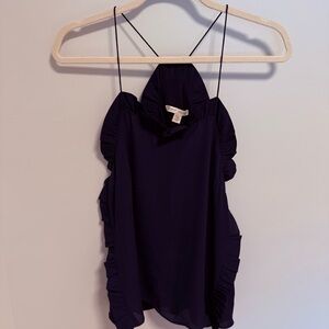 Paper Crown Navy Ruffle Women's Top